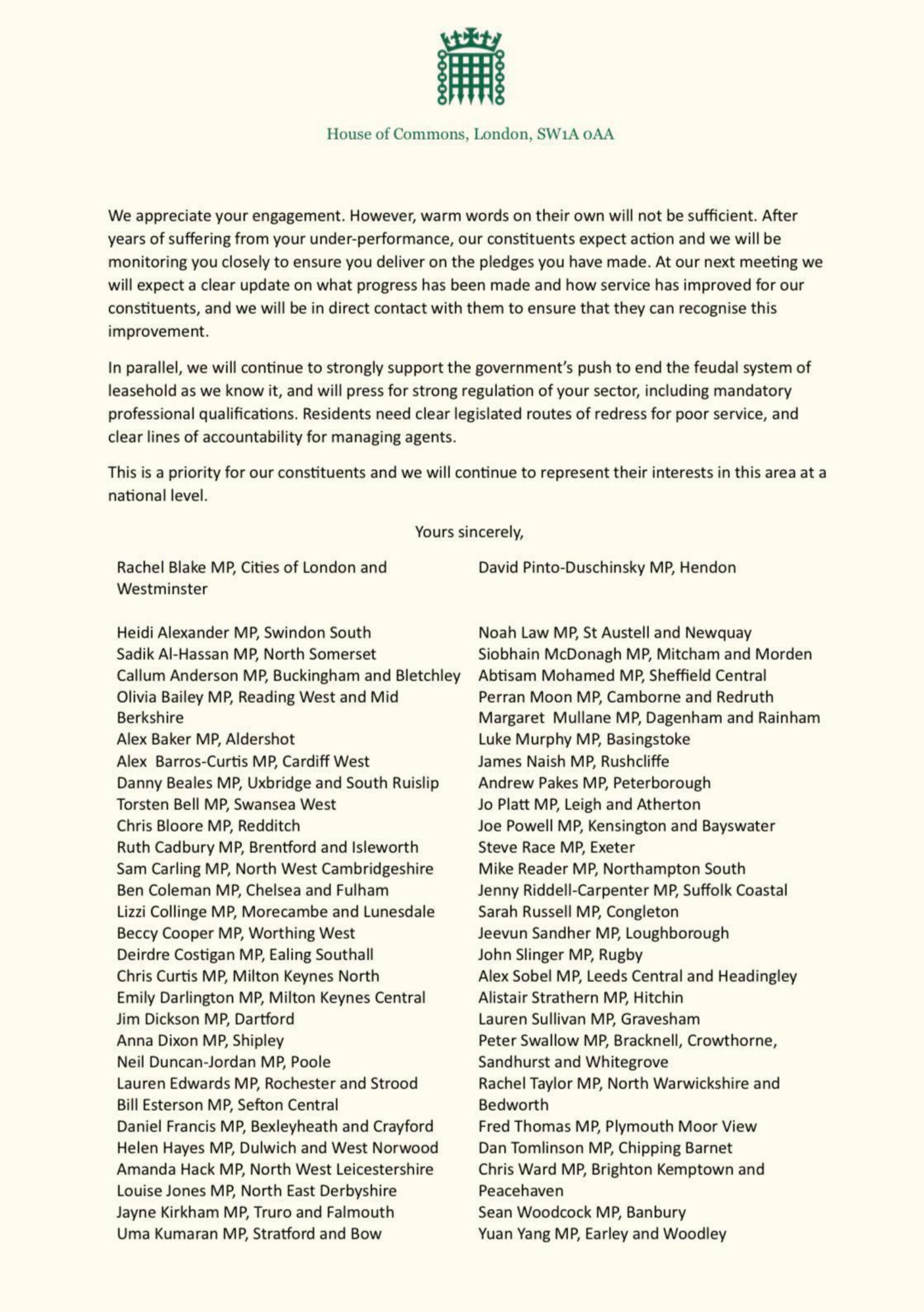 Page two of the letter to FirstPort
